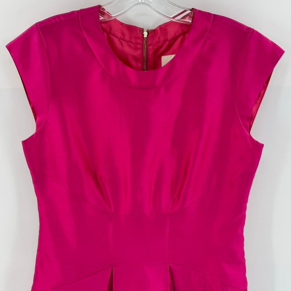 Kate Spade Size 6 Bright Hot Pink Silk Vail Fit and Flare Dress - Picture 3 of 8